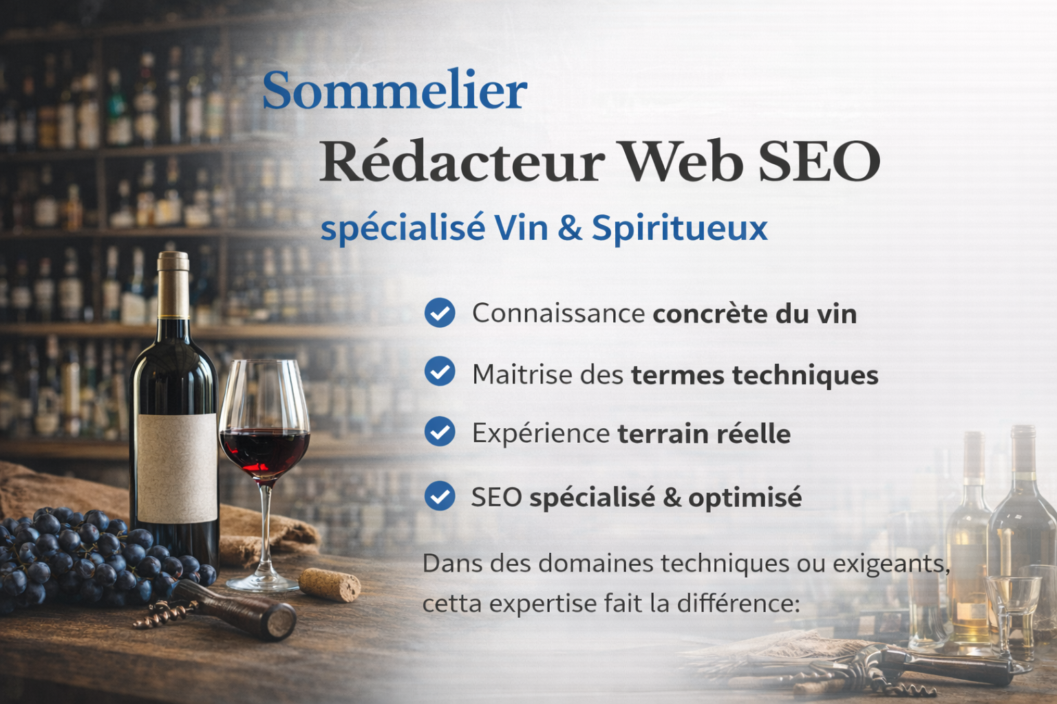 Rédacteur web seo vin & spiritueux sommelier